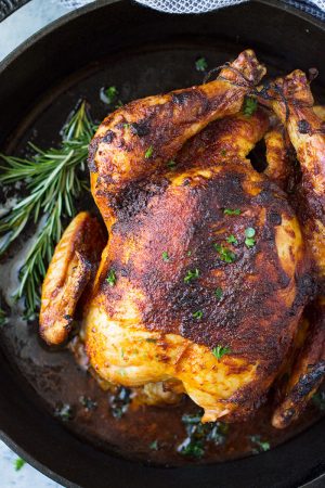 This Homemade Oven Roasted Rotisserie Chicken is super easy to make, tastes better than the store bought, and can be used for so many other recipes!!