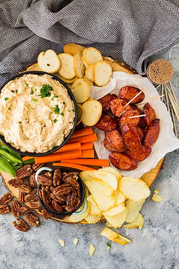 platter with smoked sausage