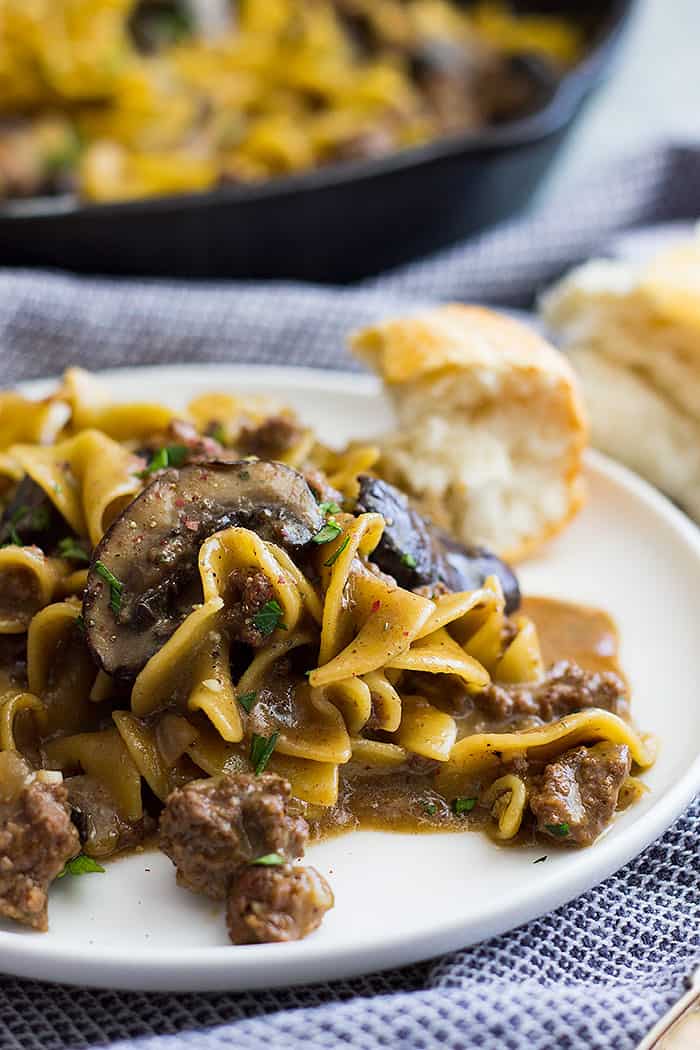 plate with stroganoff hamburger helper