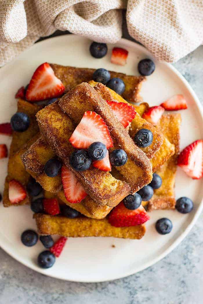 overhead shot of fried french toast