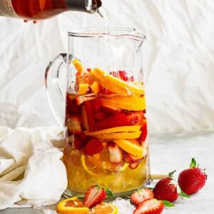 Strawberry Rose Sangria -a refreshing drink perfect for any occasion! It's refreshing, not too sweet, and perfect for a party!