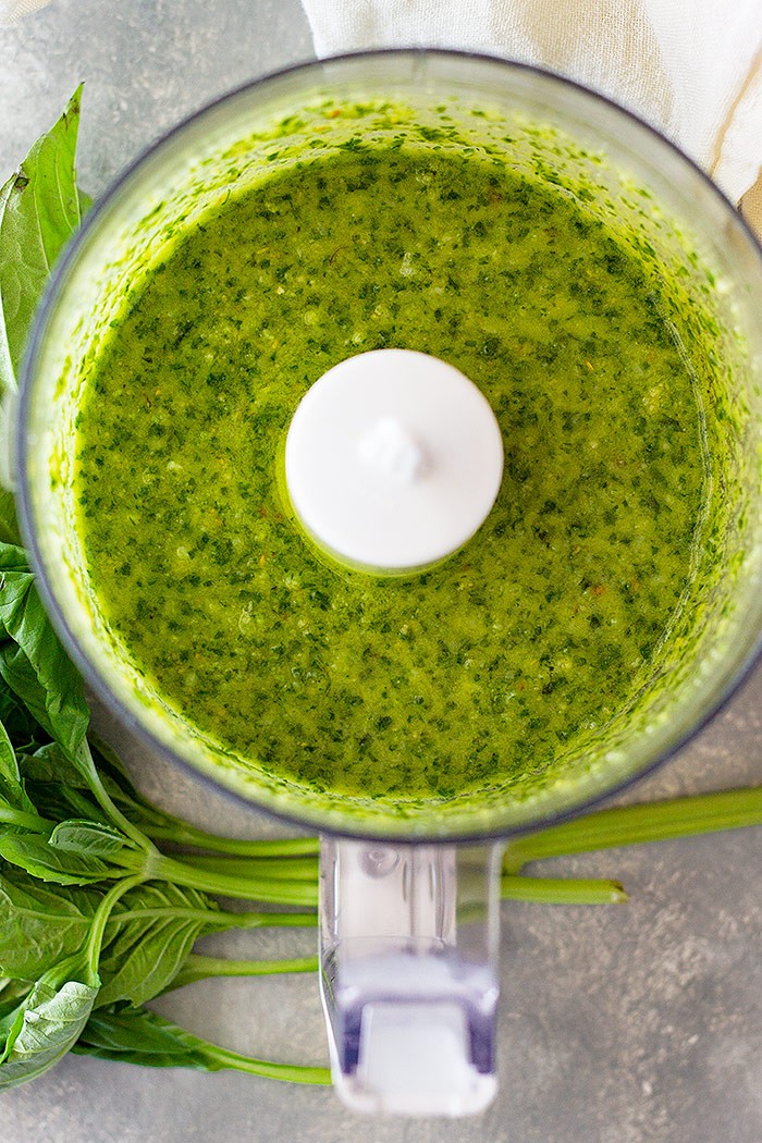 How to Make Basil Pesto -a super simple recipe that everyone needs to learn! This is a great guide showing you how to make pesto along with substitutions and how to store basil pesto. 