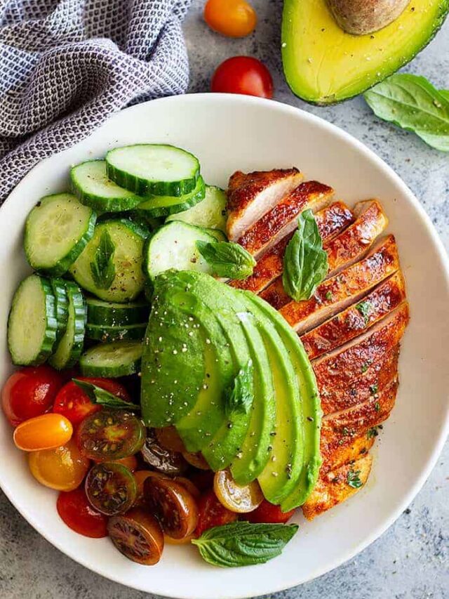 This Chicken Avocado Tomato Salad is a great dinner for any night of the week. It's full of flavor, uses leftover chicken so it's a great no cook meal!