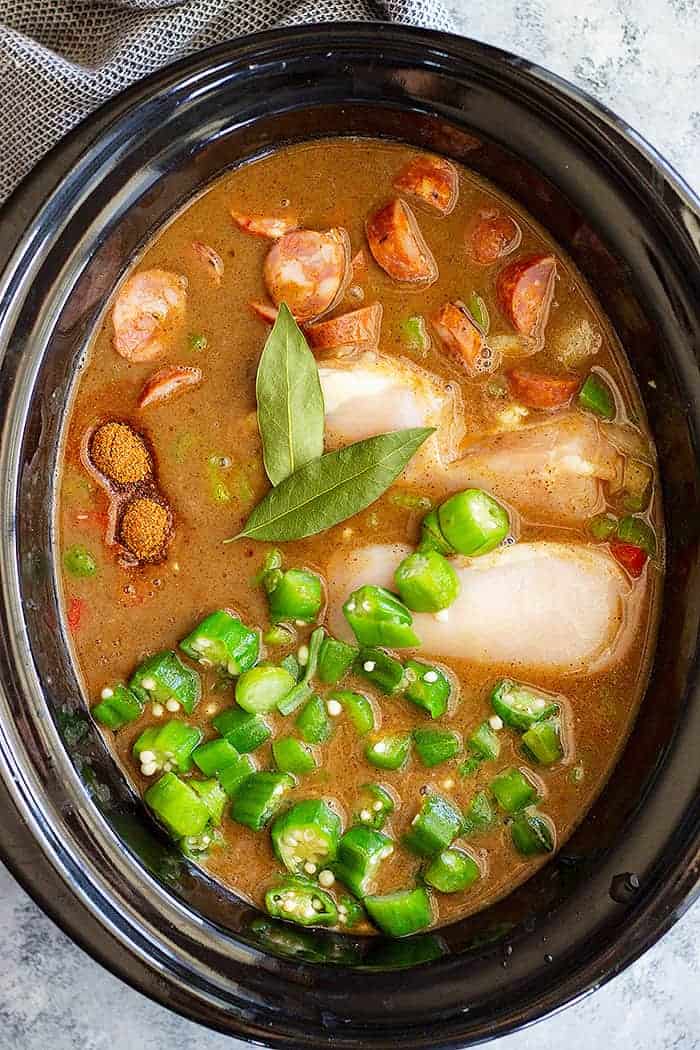 slow cooker with gumbo