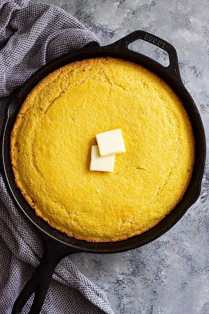 cast iron cornbread with butter