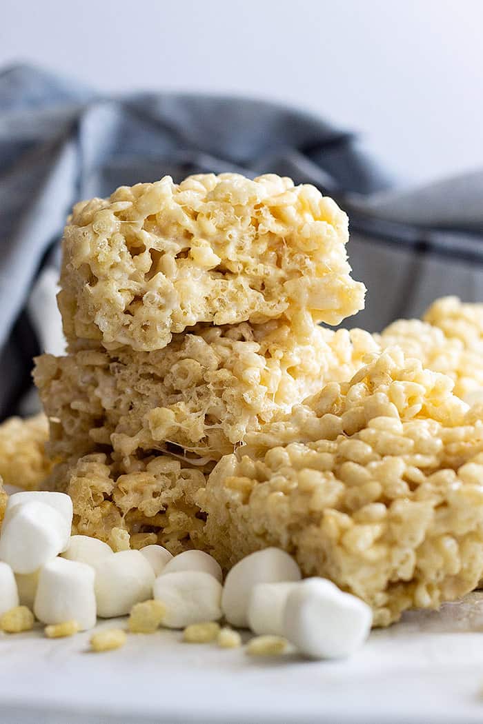 stack of big rice crispy treats