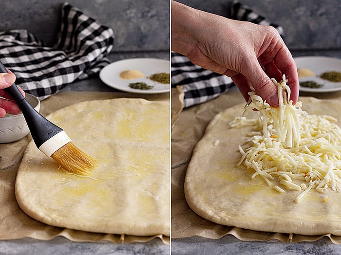 Showing the steps to make breadsticks.