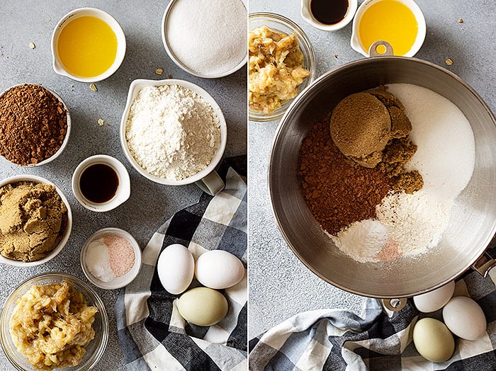 Ingredients to make a chocolate cake.