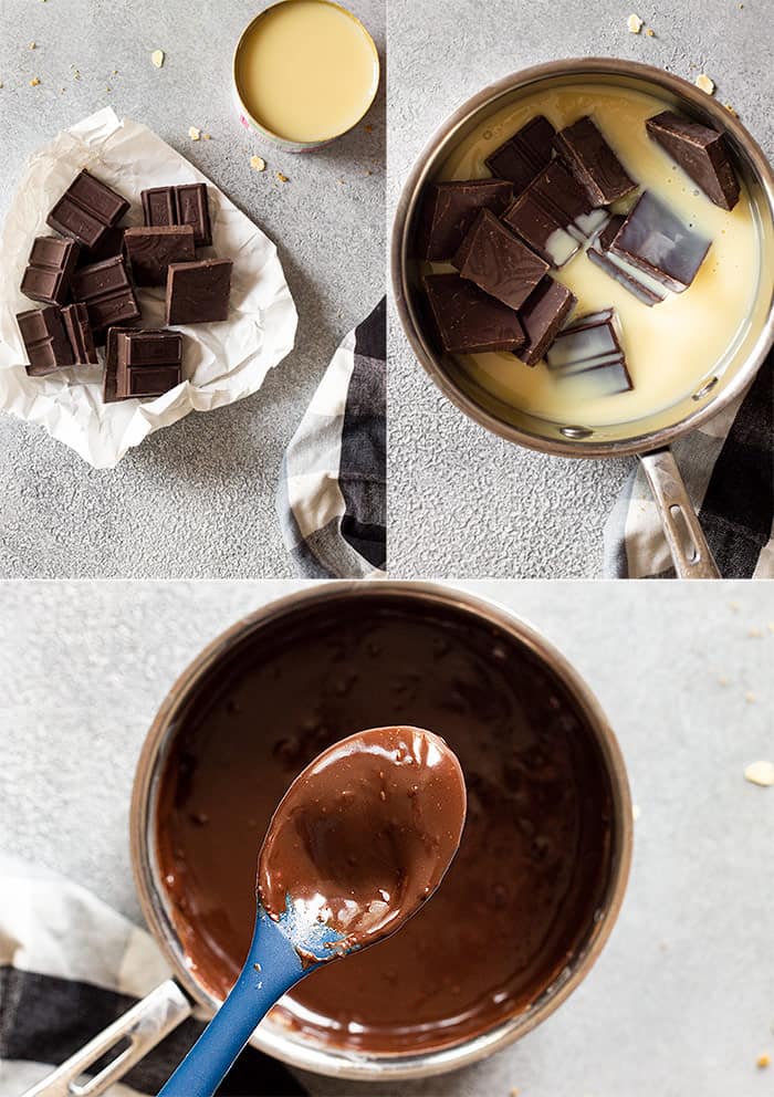 Making the fudge part of the cake. 