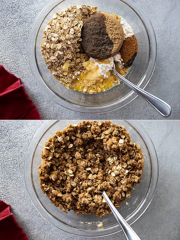 Two pictures showing how to make the yummy topping.