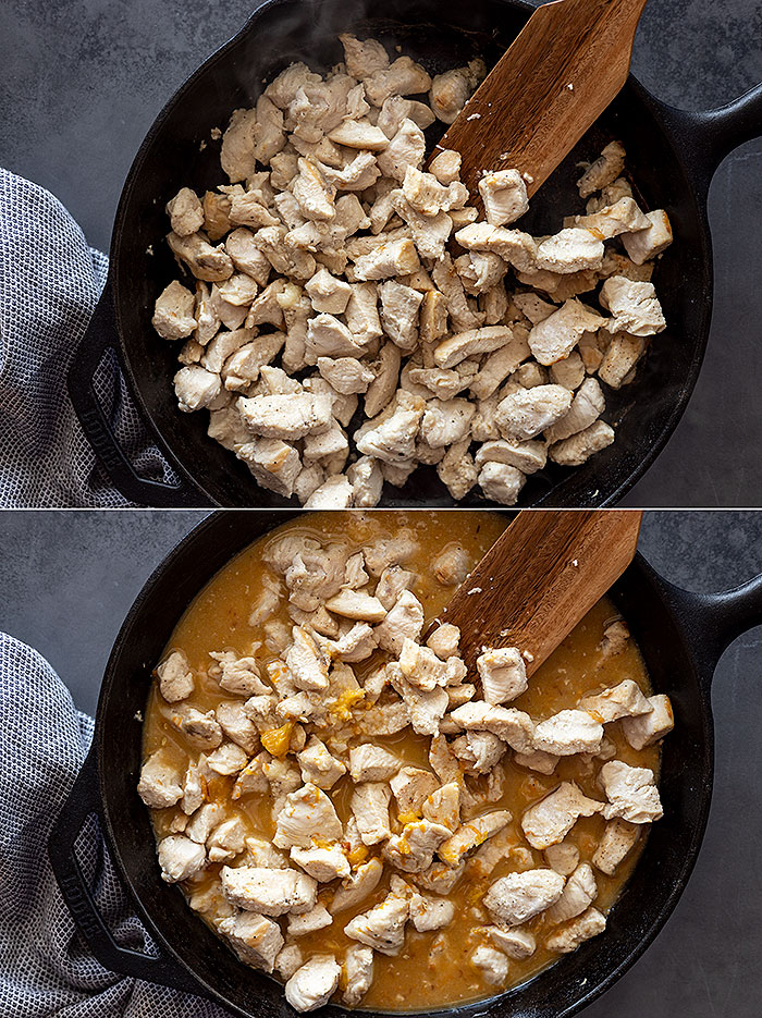 Two pictures showing how to make this easy dinner. 