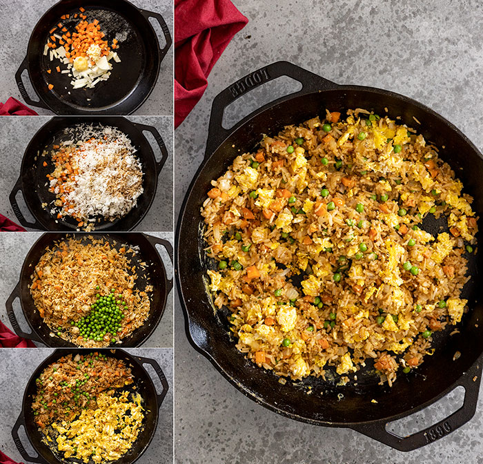 Five pictures showing how to make this easy rice dish.
