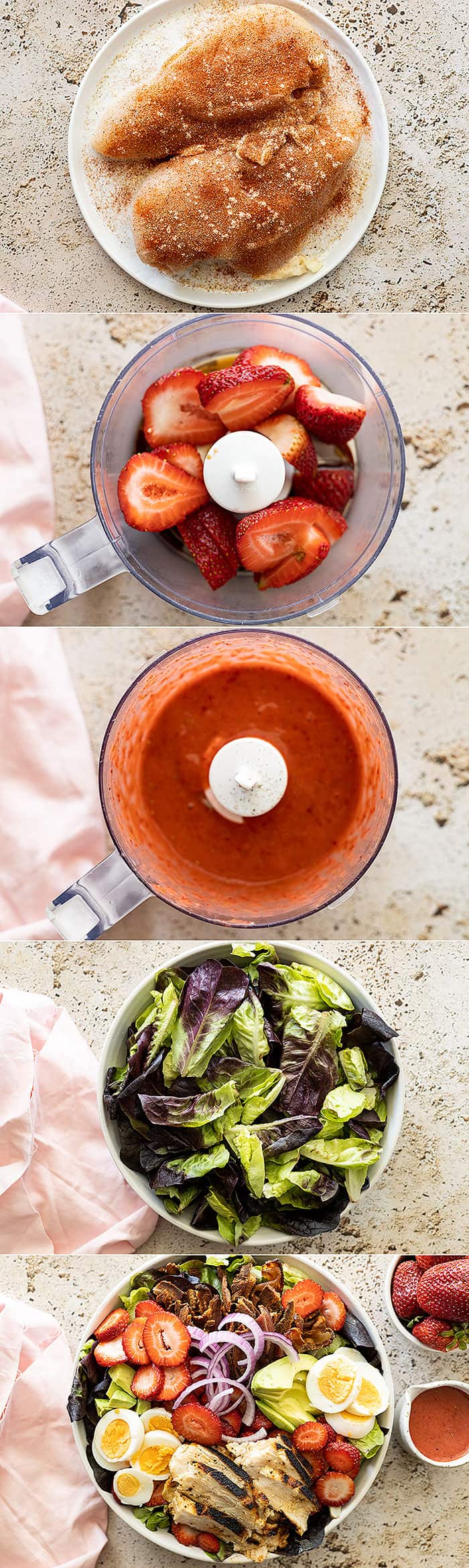 Five pictures showing how to make this tasty salad. 