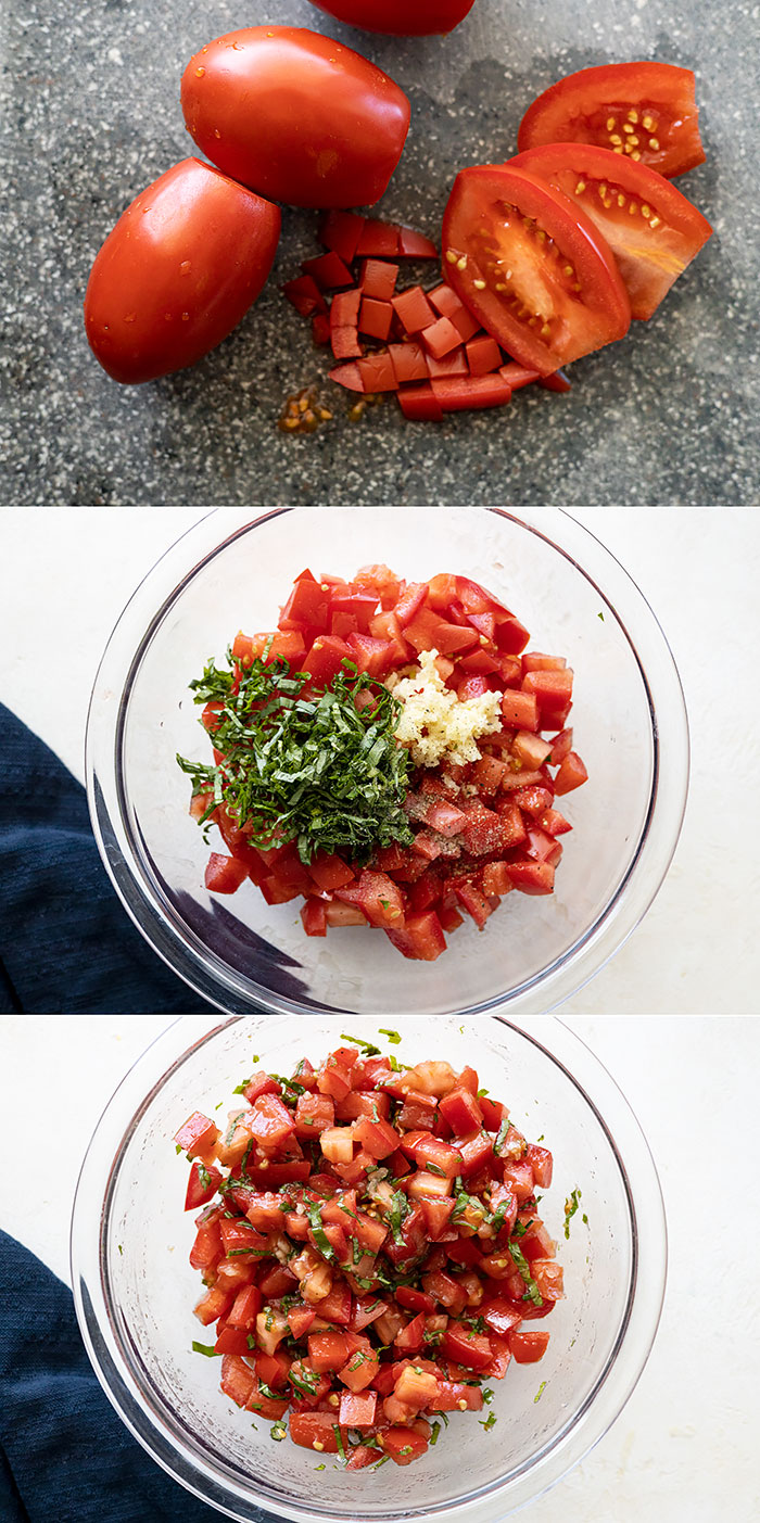 Three pictures showing how to make this tasty appetizer. 