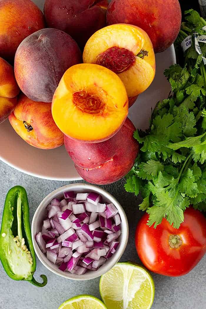 Recipe for peach salsa ingredients.