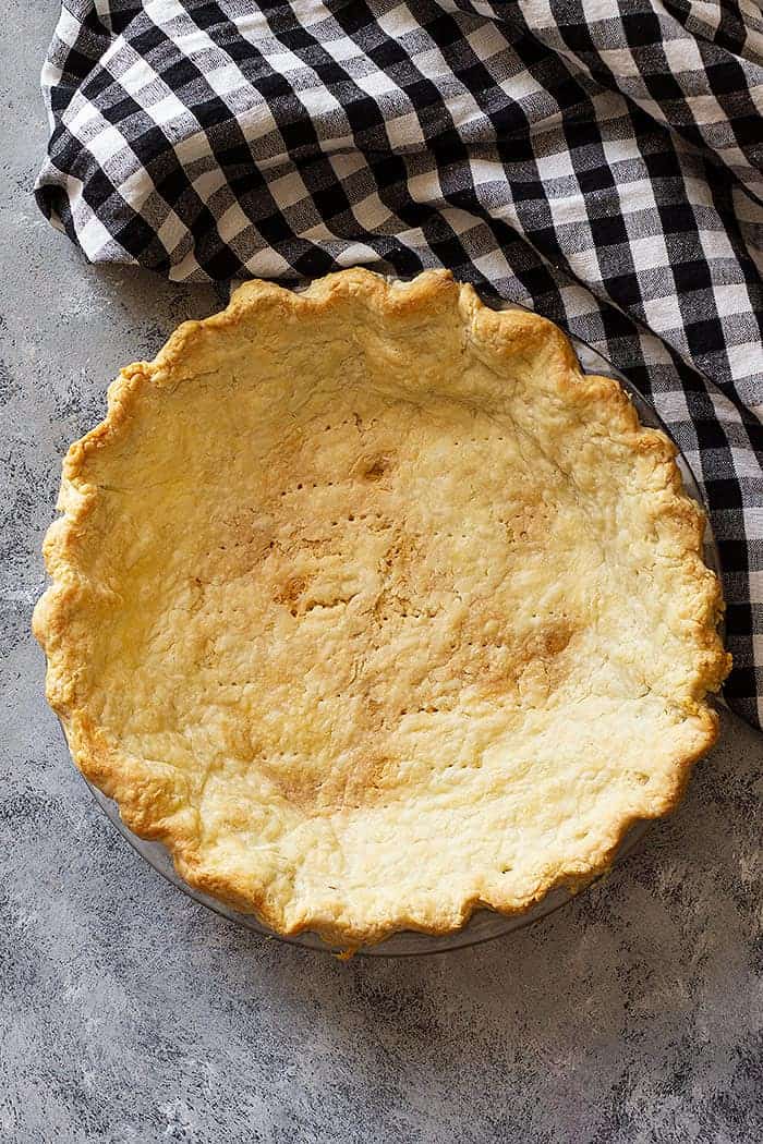overhead: a golden blind baked pie crust