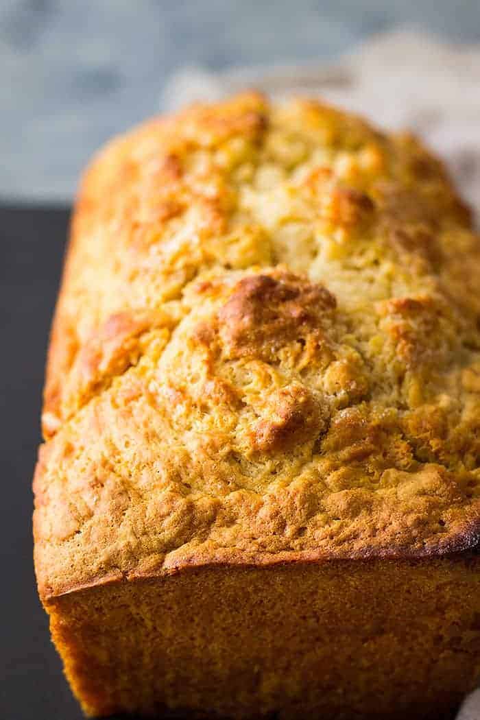 closeup: a loaf of beer bread