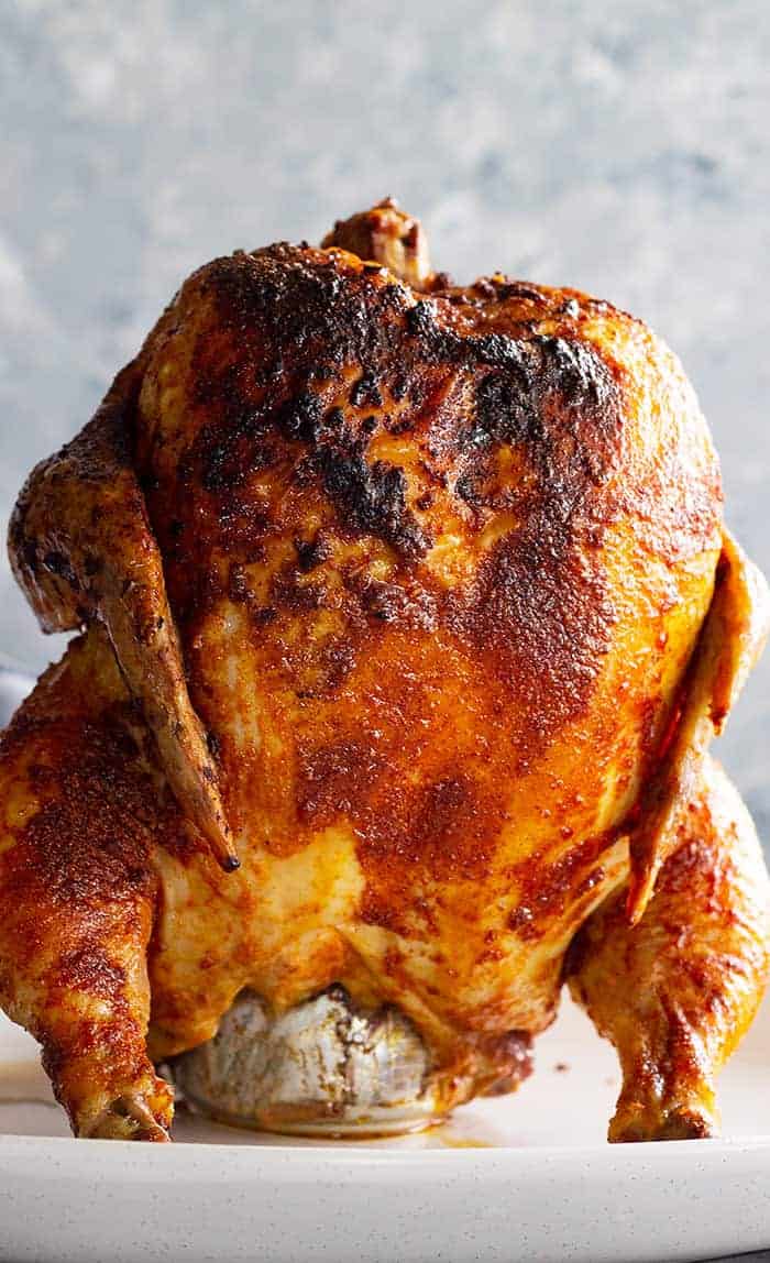 crispy beer can chicken fresh off the grill