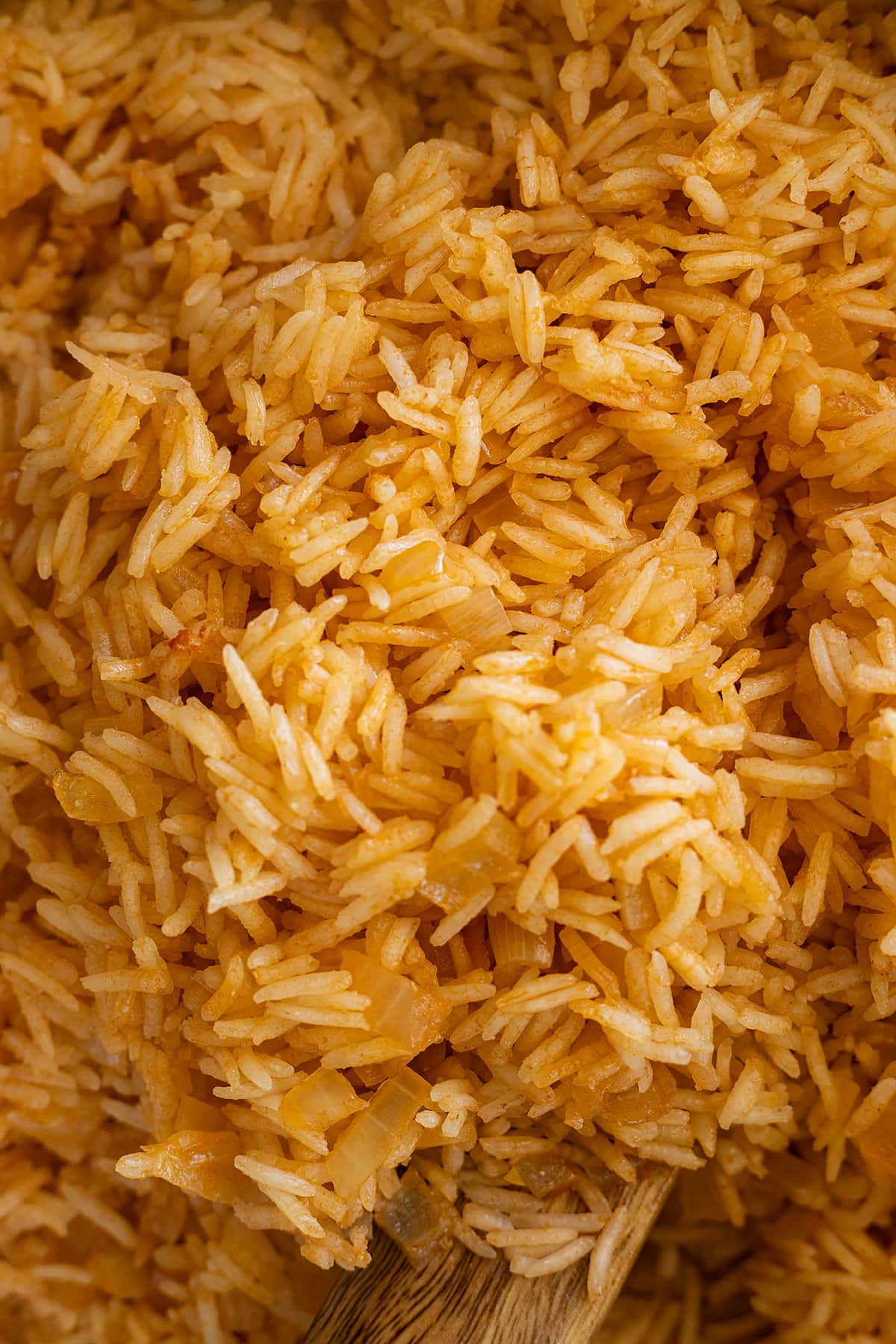 Close up of rice to show how fluffy it is. 