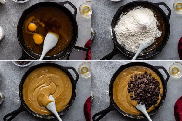 Four pictures showing adding in the remaining ingredients.