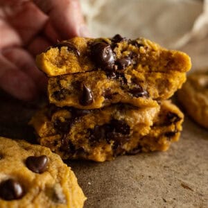 Cookies broke in half showing the delicious gooey middle.