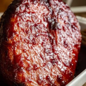 jalapeno cranberry glazed ham fresh from the oven.