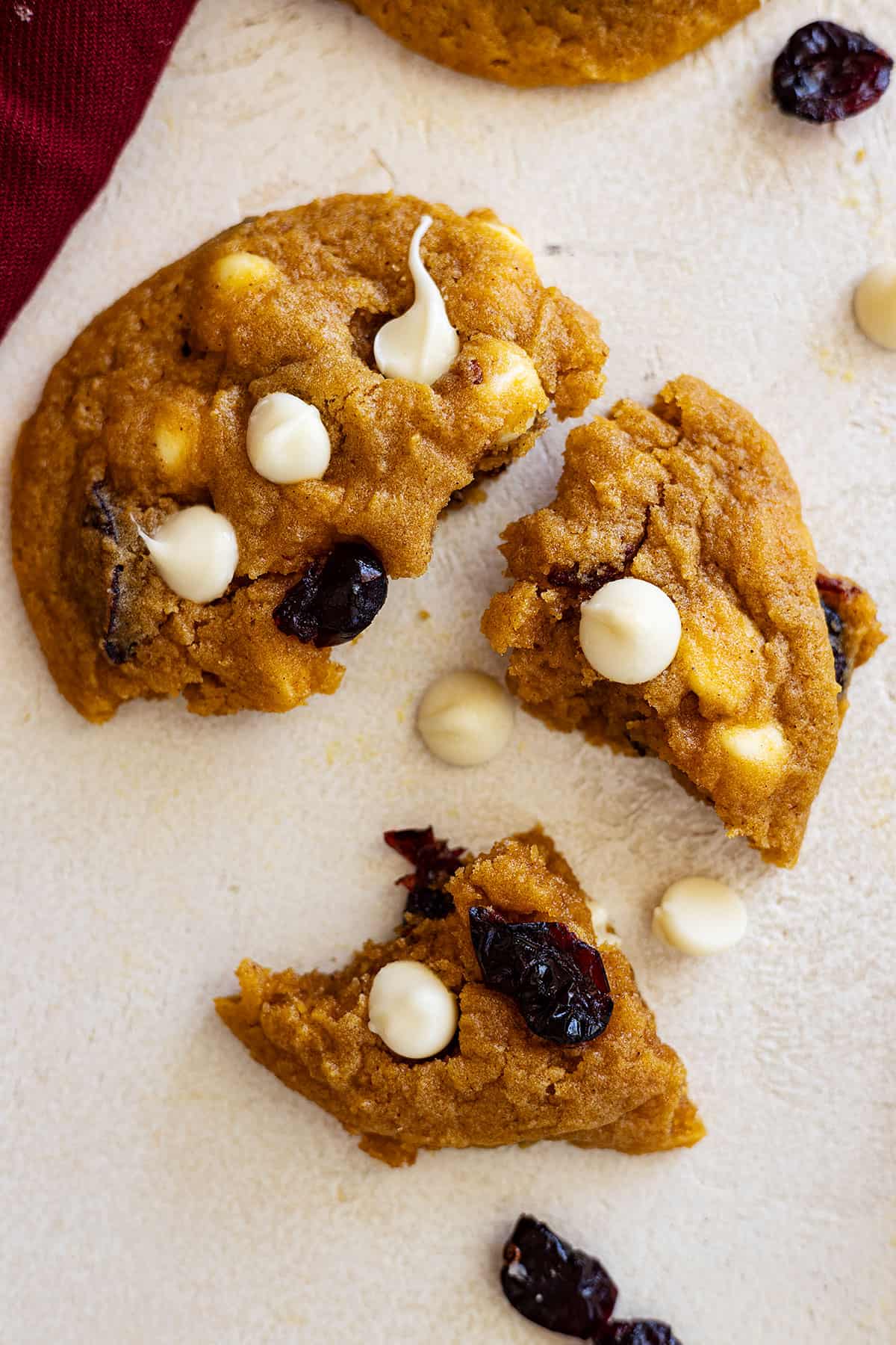 Cookie broken into pieces.