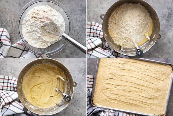 Four more pictures showing how to make the cake batter.