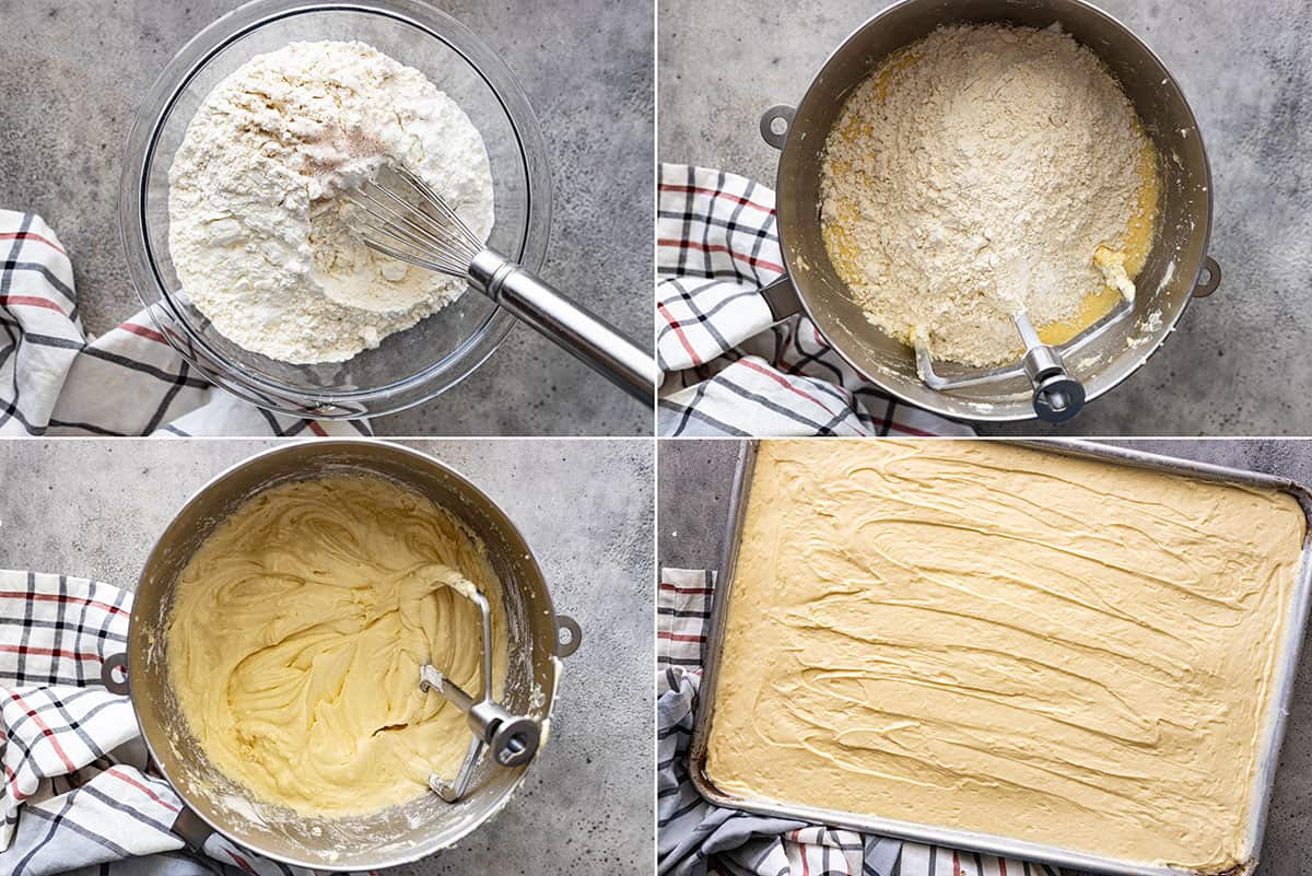 Four more pictures showing how to make the cake batter.