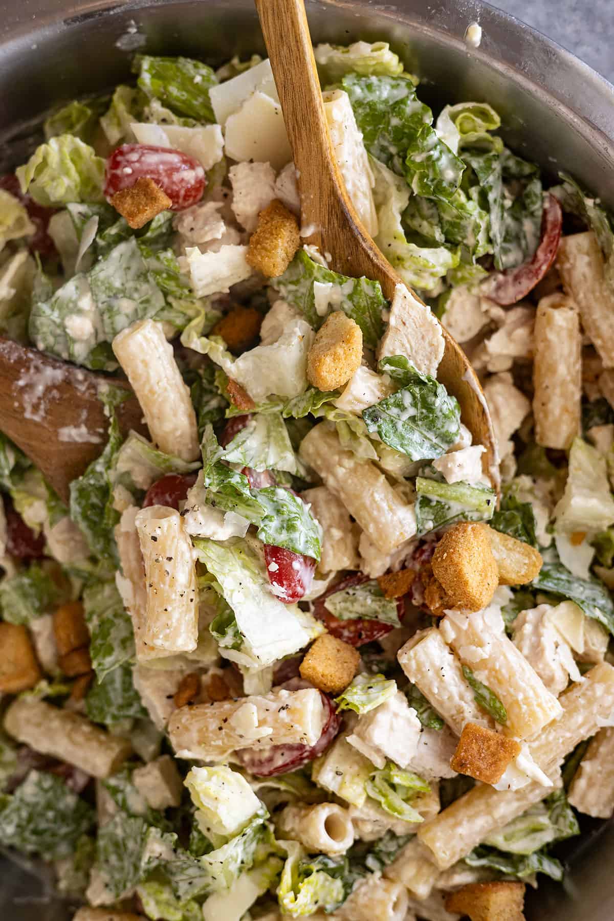 Close up of pasta salad.